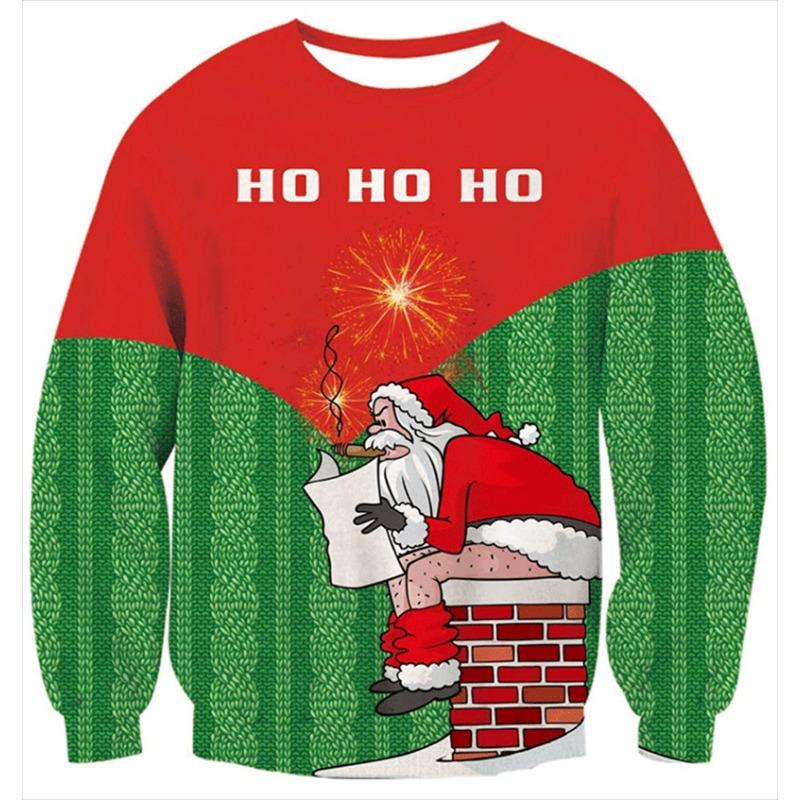 

Harajuku 3D Print Funny Christmas Sweatshirts Reinder Santa Christmas Decorations Graphic Ugly Christmas Sweatshirts Mens Clothing Top S