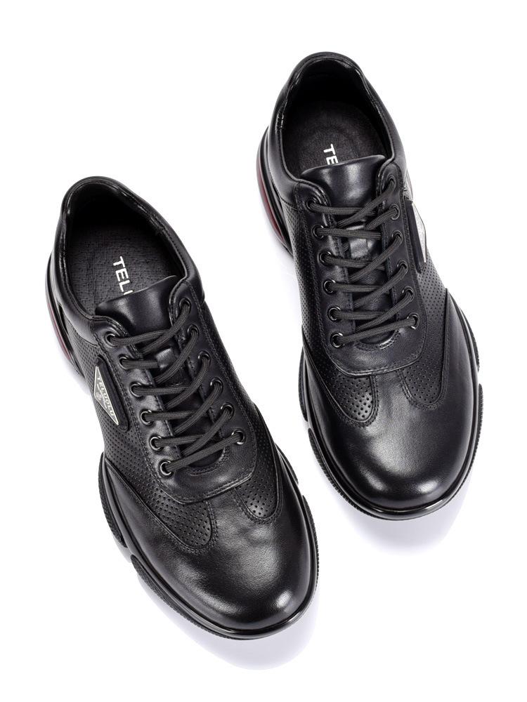 

2024 Новые туфли на воздушной подушке со шнуровкой и низким верхом из коровьей кожи на воздушной подушке, деловые повседневные туфли, универсальные модные трендовые мужские туфли на все времена года 44 чёрный