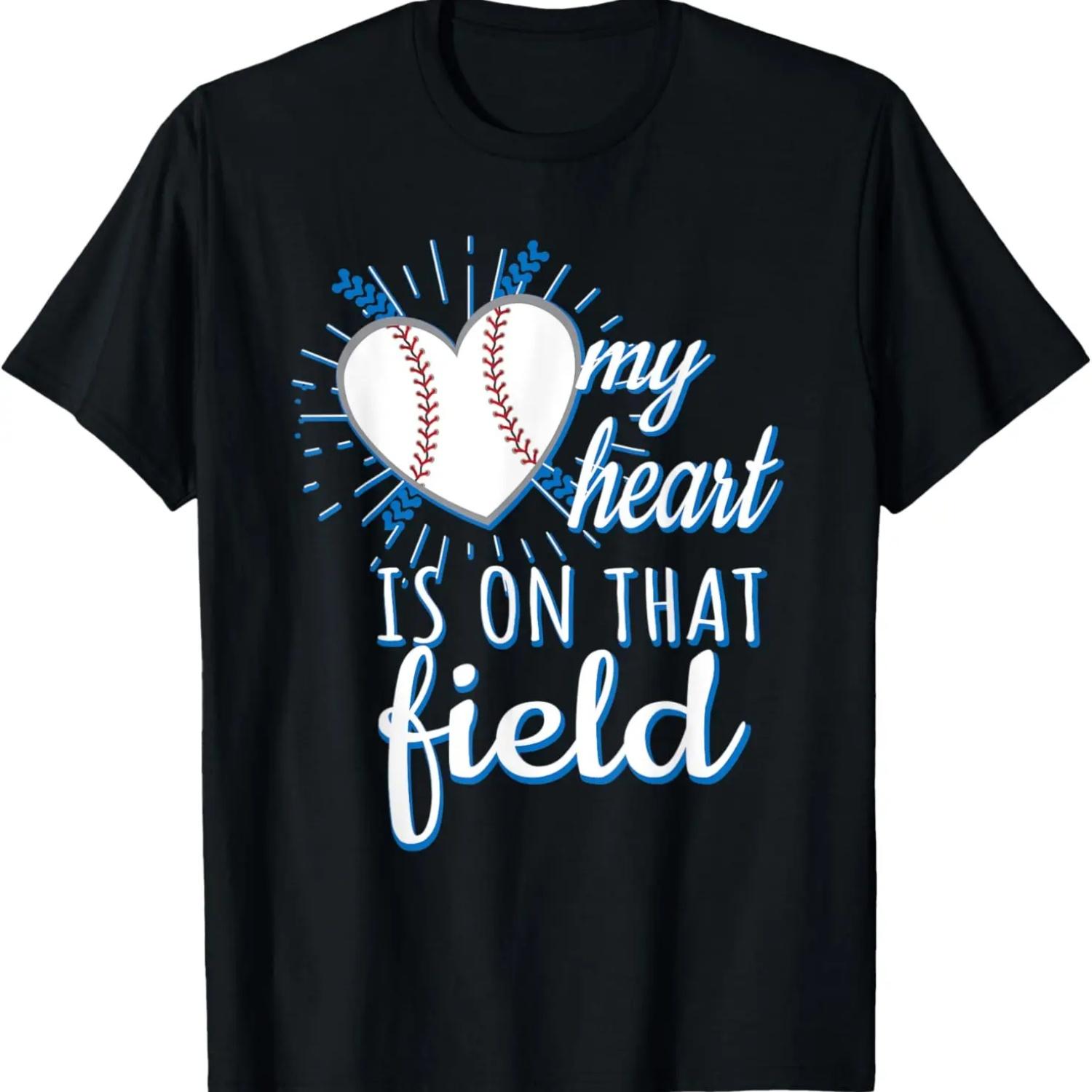 

My Heart is on That Field Baseball Design for Mom & Dad T-Shirt XXXXXL чорний