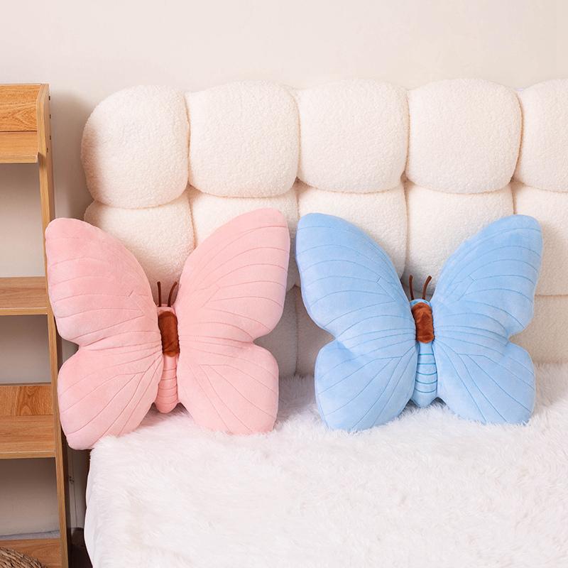 40X40Cm Endearing Pink Blue Butterfly Cuddly Cushion Plush Soft Pad Lassies Charming Figure Settee Room House Display Women Natal Day Present