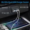 Linkstyle RV USB Outlet, 18W QC3.0 USB A Port & 30W PD Port, Quick Charge Socket Outlet with LED Indicator for 12V/24V Car Marine