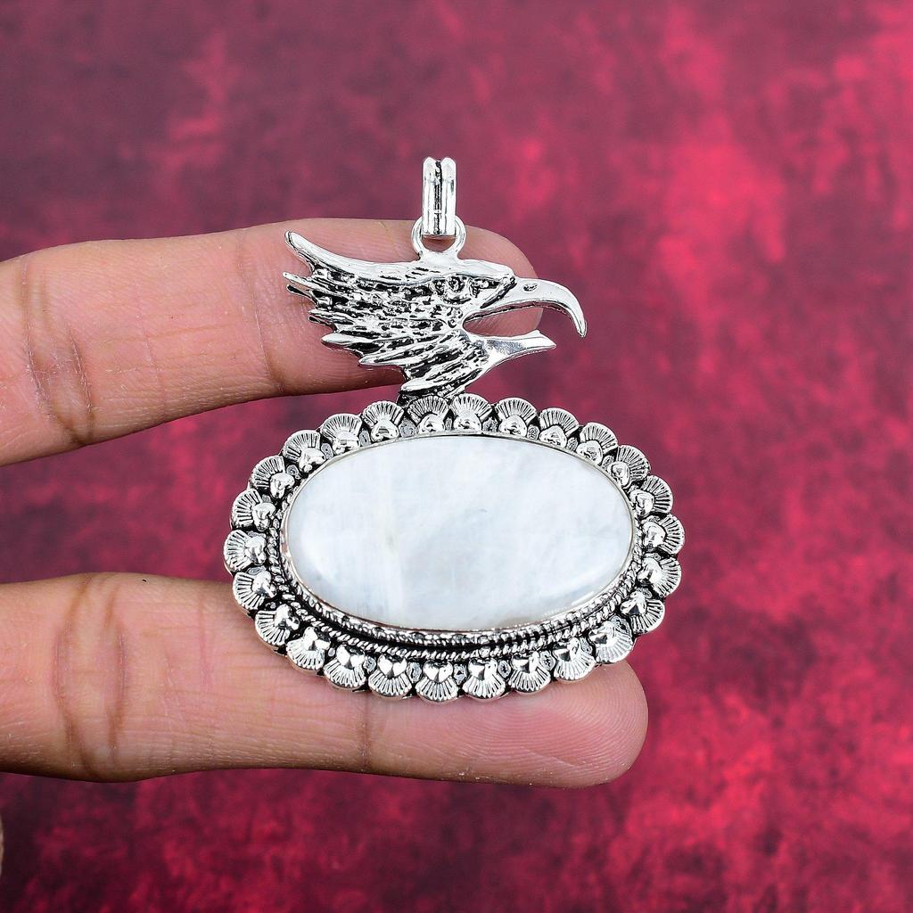 Bijuterii cu piatră prețioasă cu pandantiv cu piatră de lună curcubeu, pandantiv din argint solid 925, bijuterii frumoase realizate manual