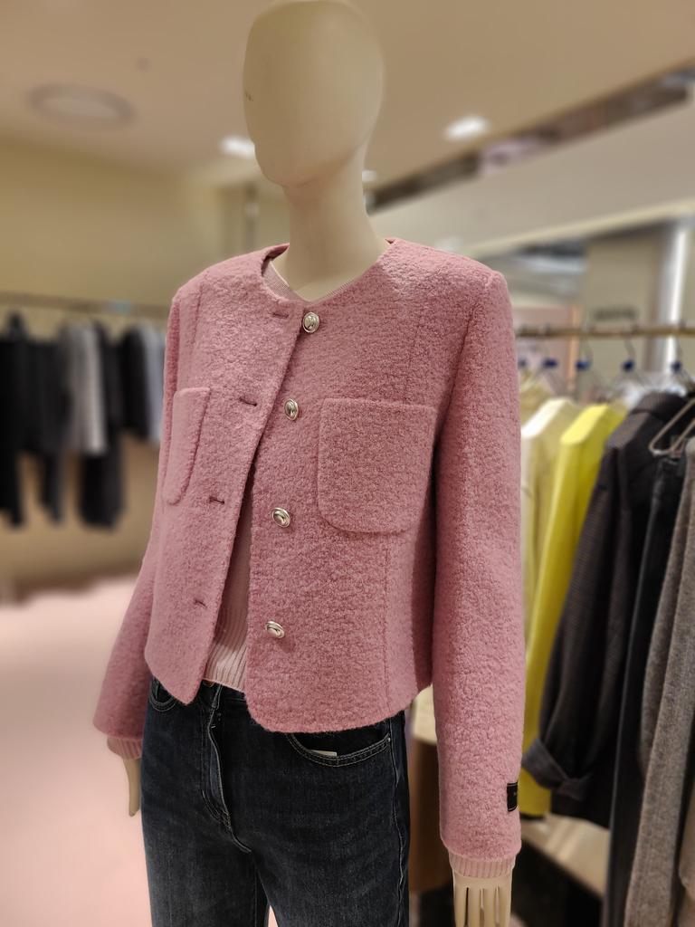 Handmade Bouclé Round Neck Jacket C254MSG152