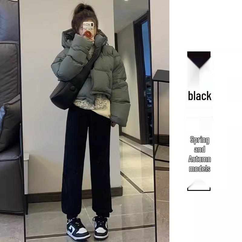 

Maternity Lambswool-Lined Sports Pants: Autumn/Winter 2025 Casual Loose-Fit Cotton Sweatpants XL