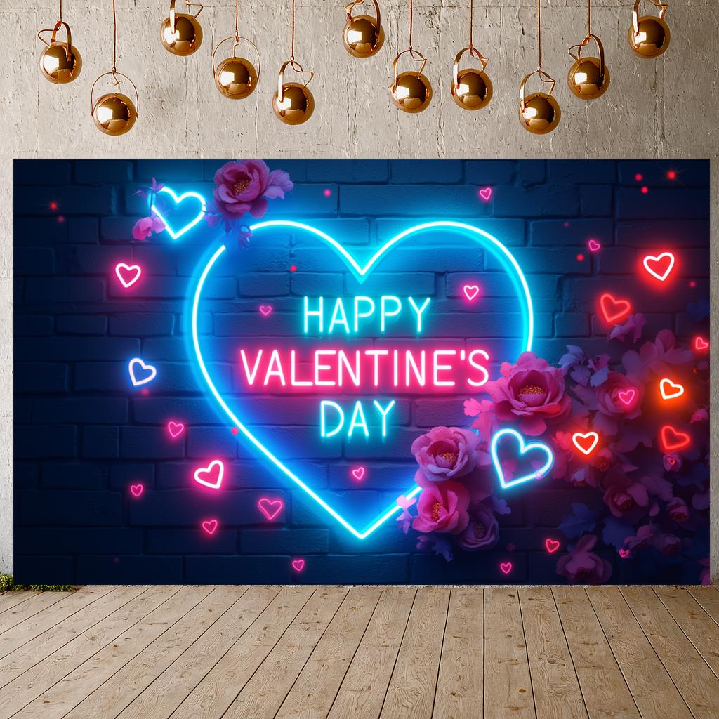 Love Party Banner Heart Pattern Valentine's Event Backdrop Happy Valentine's Day Banner Gift Box Design For Photo Shoot Lover's