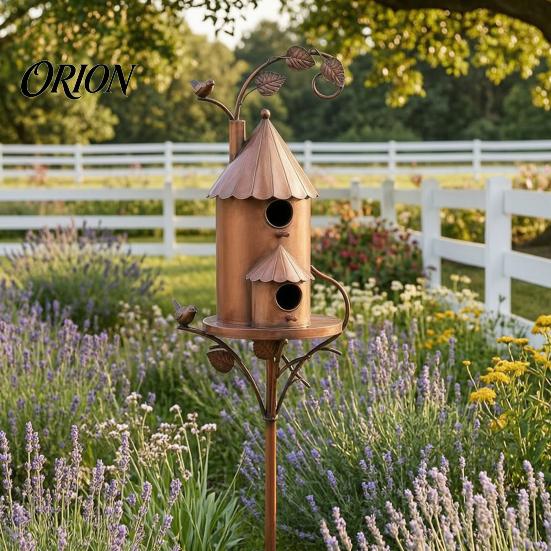 Heavy Duty Ground Stake Metal Bird House Garden Stakes, Feeder Decor, Weatherproof Patio Lawn Ornament Iron Art Decor for Outdoor Yard Flower