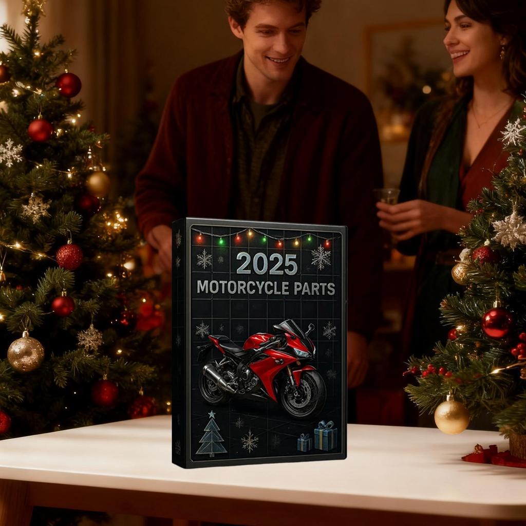 Calendario de Adviento de Piezas de Motocicleta 2025, Cuenta Regresiva Navideña Acrílica 2D, Regalo de Vacaciones para Motero, Aficionados a los Coches, Marido, Papá, Hombres Niños