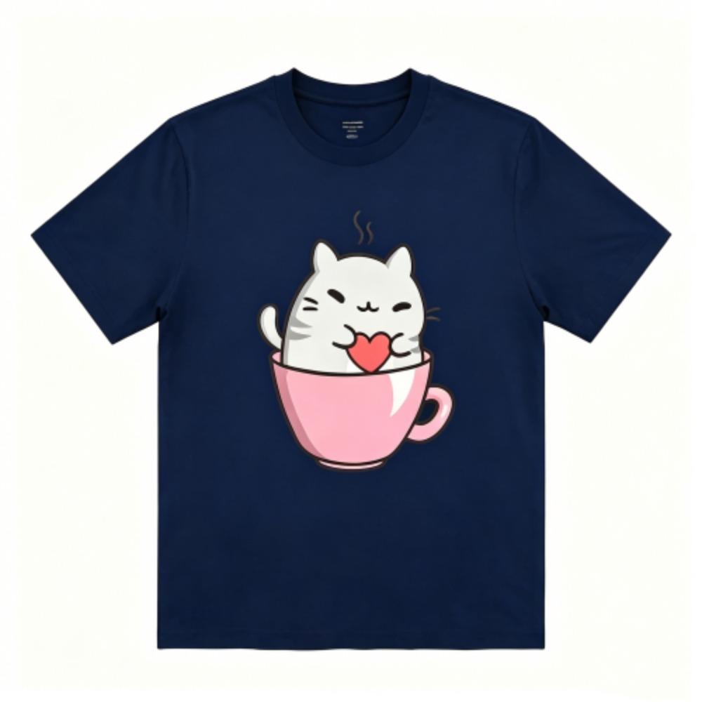 Cartoon Shy Loving Mouse Print Women's T-Shirts Summer Fashion Street Outdoor Casual T-shirt Tops for Men's and Women's Tees Top