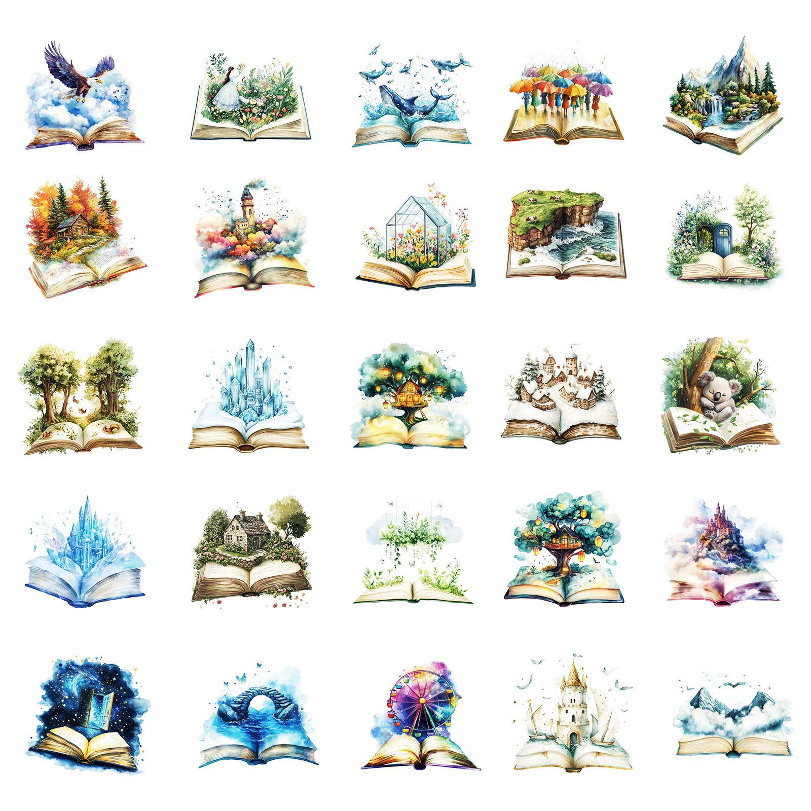 

50 Книг В Лесном Мире Наклейки Ноутбук Чемодан Ручной Ежедневник Дудл Украшение Водонепроницаемый