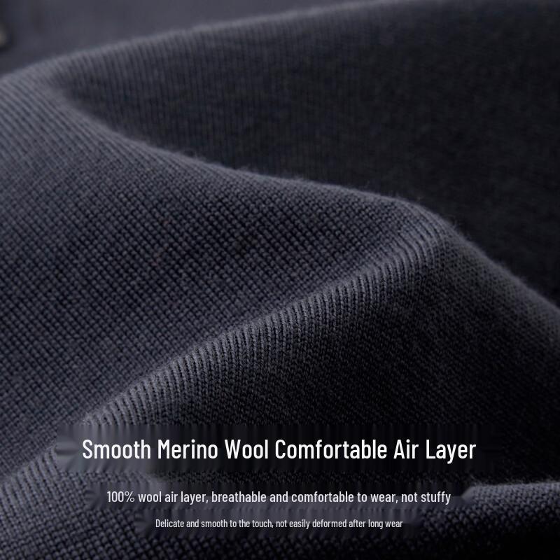 Zhuangji Men's 100% Merino Wool Short Sleeve Polo T-Shirt