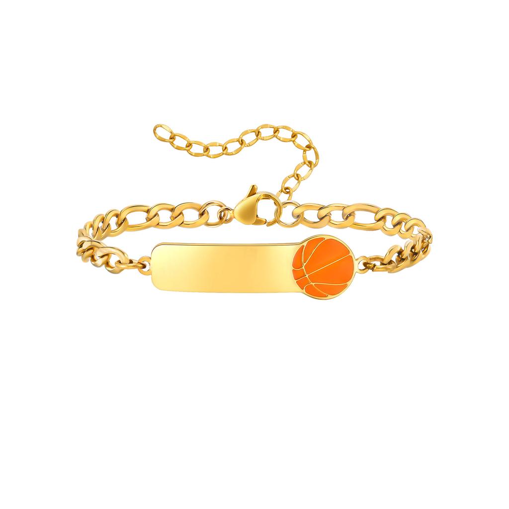 Custom Name Basketball Bracelet Engraved Stainless Steel Adjustable Kids Sports Jewelry Birthday Gift for Boys Girls
