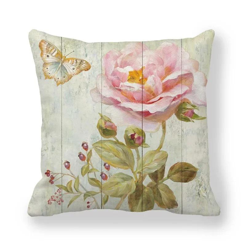 Housse de coussin florale camélia Rose, taie d'oreiller Vintage à imprimé Floral, décorative pour canapé