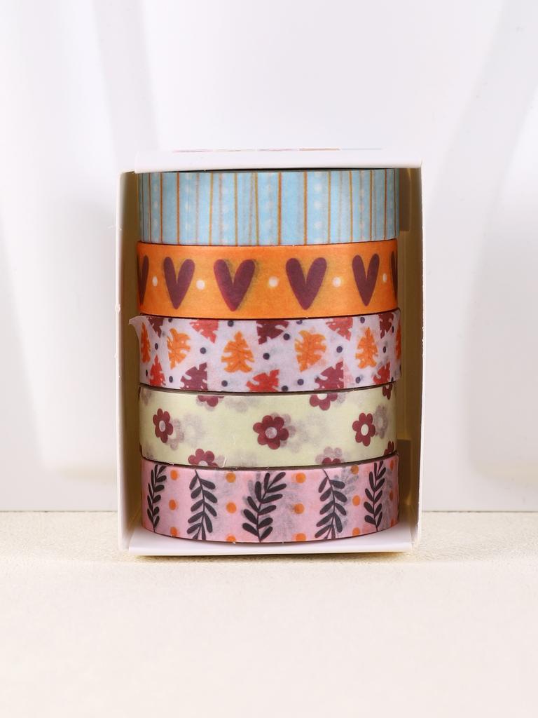 5rolls/Box Colorful Washi Tape Decoration Scrapbooking Supplies Masking Tape School Supplies Sticker Stationery Washi Tape
