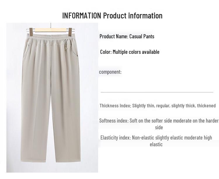 Mom's High Waist Elastic Seven-Point Cropped Pants for Middle-Aged & Elderly Women