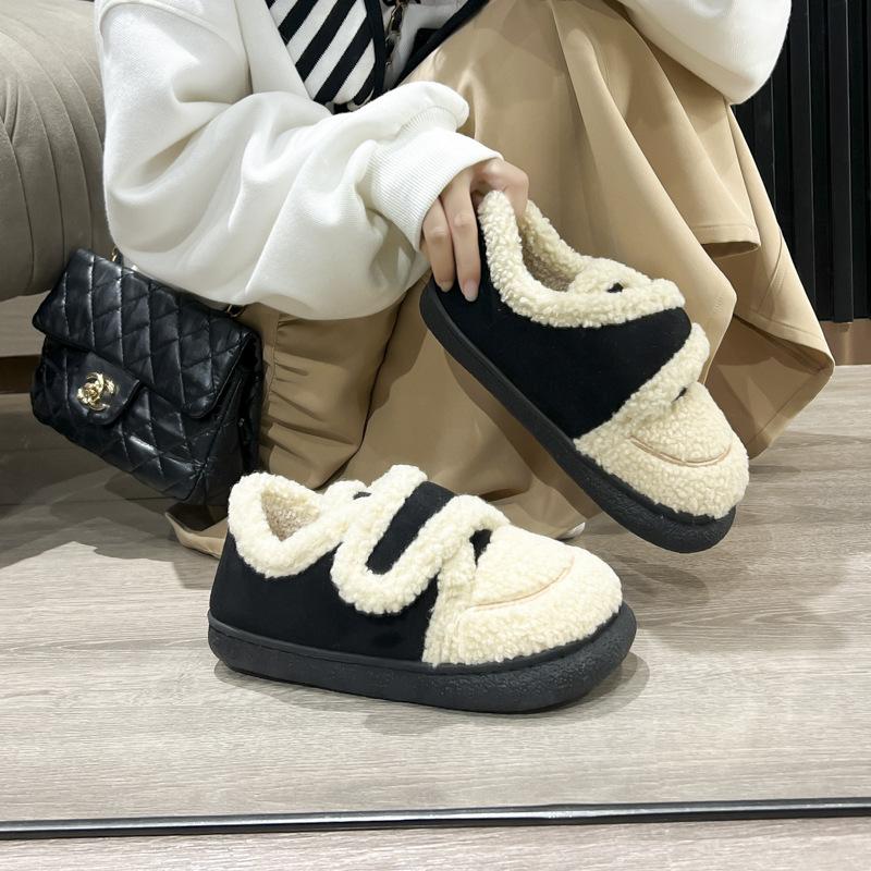 Fashion Plush Fur Slippers For Women Winter Outdoor Fluffy Warm Cotton Boots For Indoor Home Fuzzy Slides New Furry Cozy Shoes