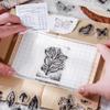 16 Transparent Silicone Stamps for Notebook Decoration: Retro Plant and Flower Arrangement Collage Design