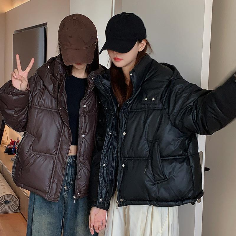 Autumn and Winter Down Cotton Jacket Short Hooded Women's Loose Cotton Jacket Casual Cotton Jacket Jacket
