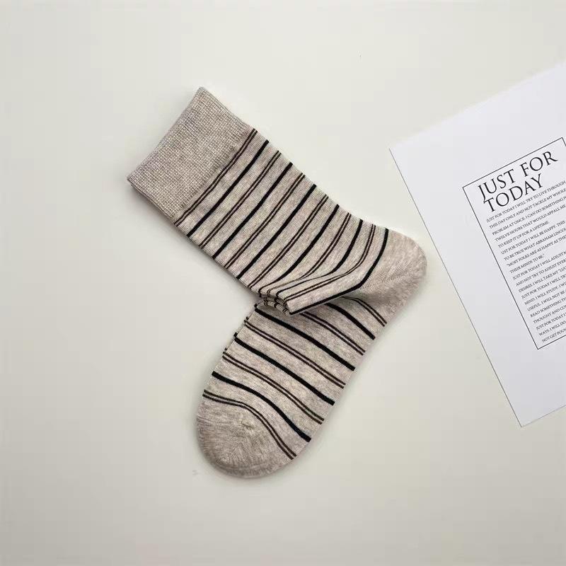 Coffee Striped Socks, Children'S Atmosphere, Wearing Cotton Socks, Versatile Socks, Trendy With Birkenstocks