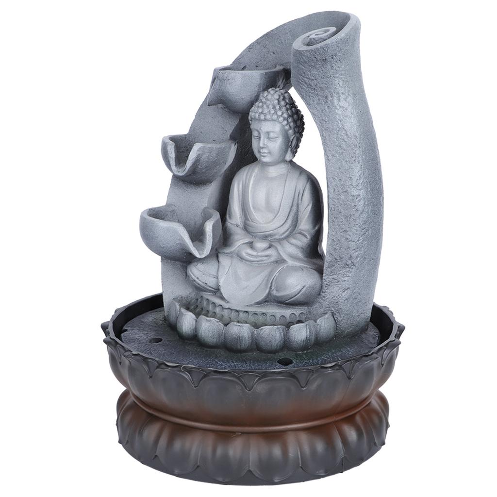 Unique Resin Buddha Desktop Fountain Decoration Tabletop Ornament with Light for Home OfficeUS Plug
