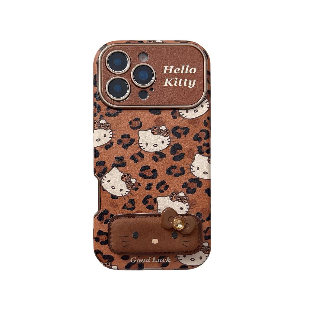 Leopard print full screen KT cat suitable for iPhone17promax protective case Apple 16 Pro mobile phone case 15/14 cute