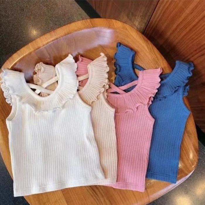 Summer Girls Ruffled Sleeveless Top Stylish and Versatile for Toddlers