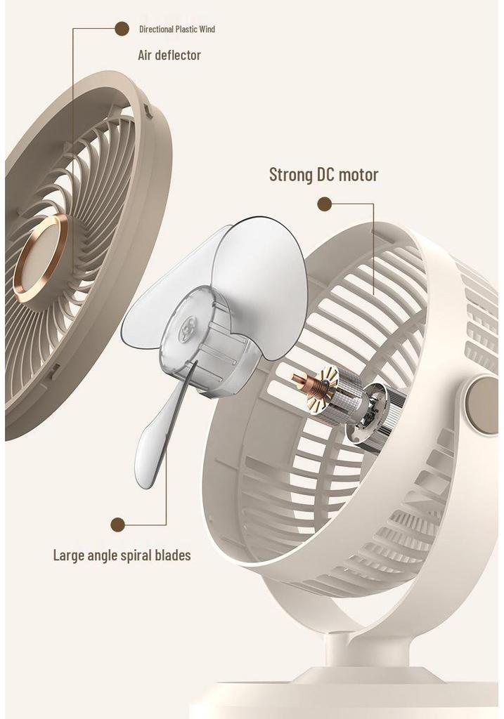 USB Rechargeable Desktop Fan with Night Light and Long Battery Life for Home, Air Circulation & Outdoor Use