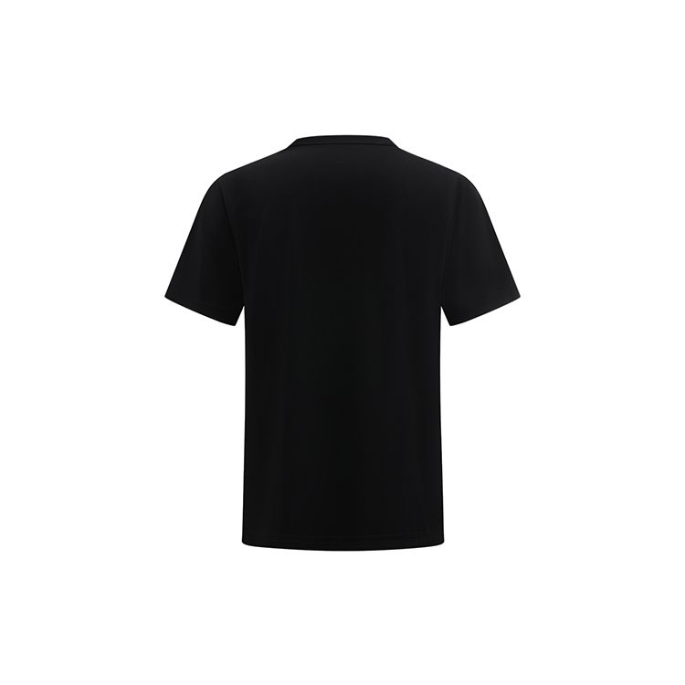 Li Ning Badminton Series Letter Logo Print Breathable Quick-Dry Short Sleeve Regular T-Shirt Unisex Tops Black AHST357-3