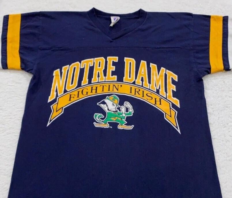 vtg 90s UNIVERSITY OF NOTRE DAME LOGO 7 JERSEY T-Shirt MEDIUM fightin irish 2XL
