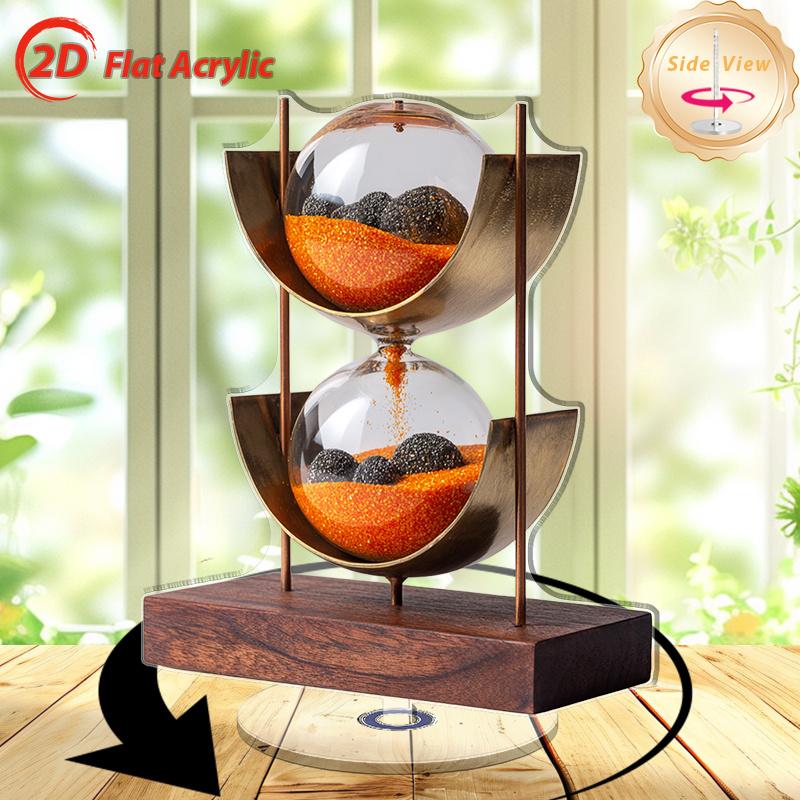 2D Flach, 2D Flache rotierende Sanduhr| Moderne minimalistische Acryl-Sanduhr, Kein Strom benötigt, Geeignet