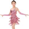 With Gloves Kids Latin Dance Dress Tassel Dance Performance Outfits  Children Girls