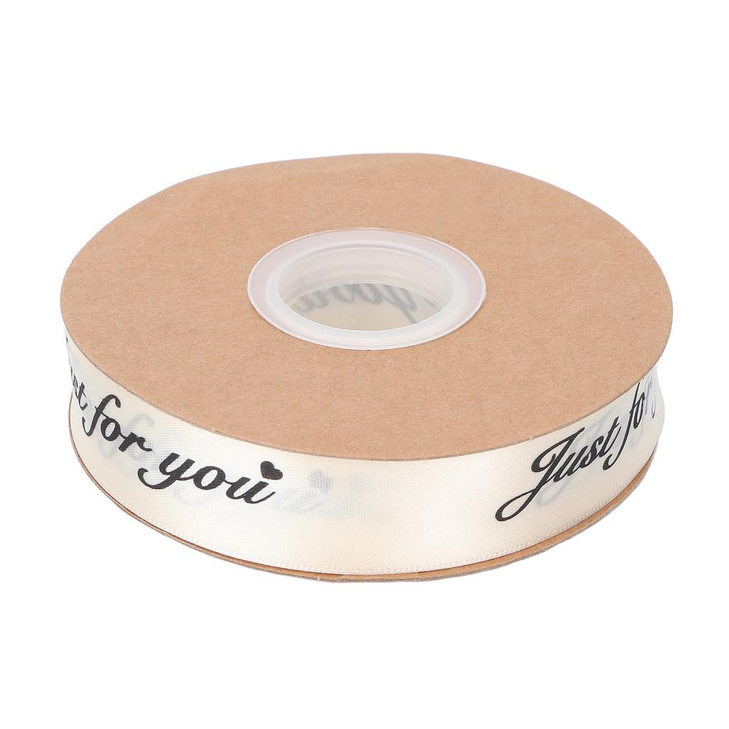 2,5 cm Satinbandrolle 45 yd Druck Nur für Dich Polyester für DIY Hochzeitsdekoration Geburtstagstorte Verpackung Beige
