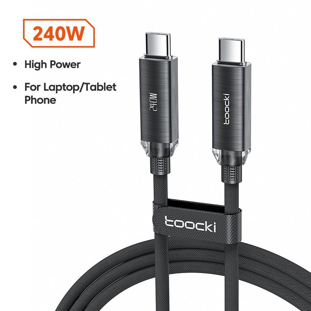 Tuqi PD100W Fast Charging Aluminum Alloy Dual Type-C Braided Data Cable for Huawei, Apple, and other 15 Mobile Phones.