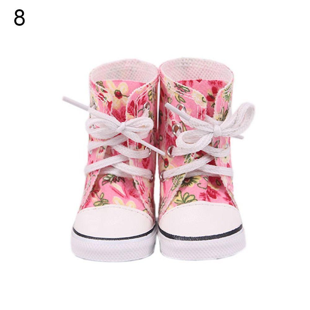 DIY Russia For 43cm Baby 7cm American Doll Shoes Flowers Sneakers Boots 18Inch Doll Canvas Shoes