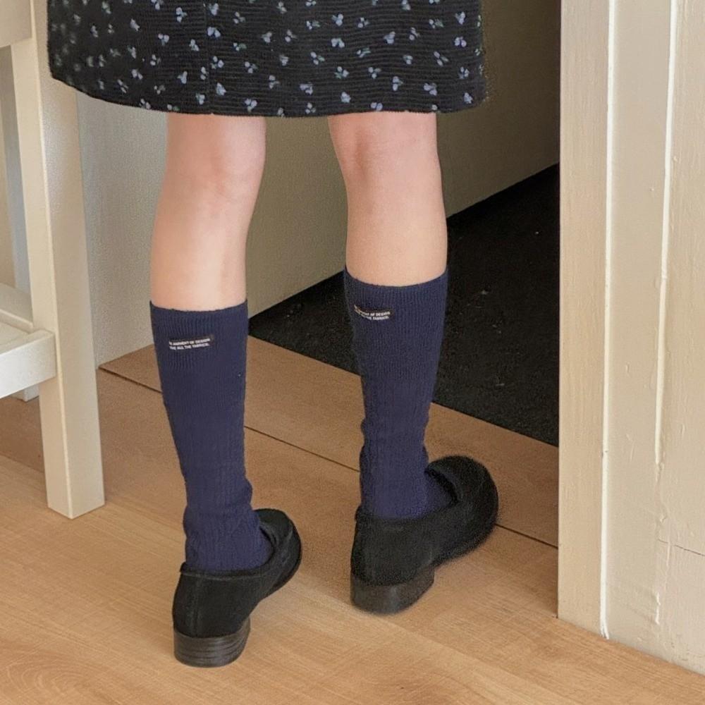 Solid Color Women Stockings Breathable Calf Socks Simple Knee High Socks  Autumn