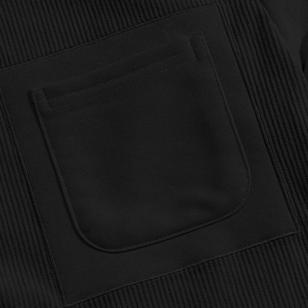 Men's Casual Solid-color Round-neck Sweatshirt With Corduroy And Striped Long-sleeved Sweatshirt