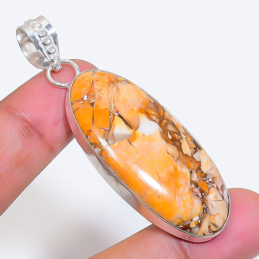 Natural Brecciated Mookaite 925 Sterling Silver Jewelry Pendant 2.36" AP-16643