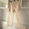 Leggings Hanfu Corti 7/10 da Donna in Pizzo e Pile - Strato Interno Caldo Stagionale Anti-esposizione