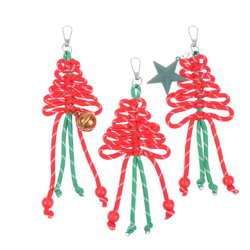 Hand-Woven Christmas Tree Keychain Trendy Creative Braided Rope Keyring  Bag Pendant Hanging Decoration For Xmas Gifts