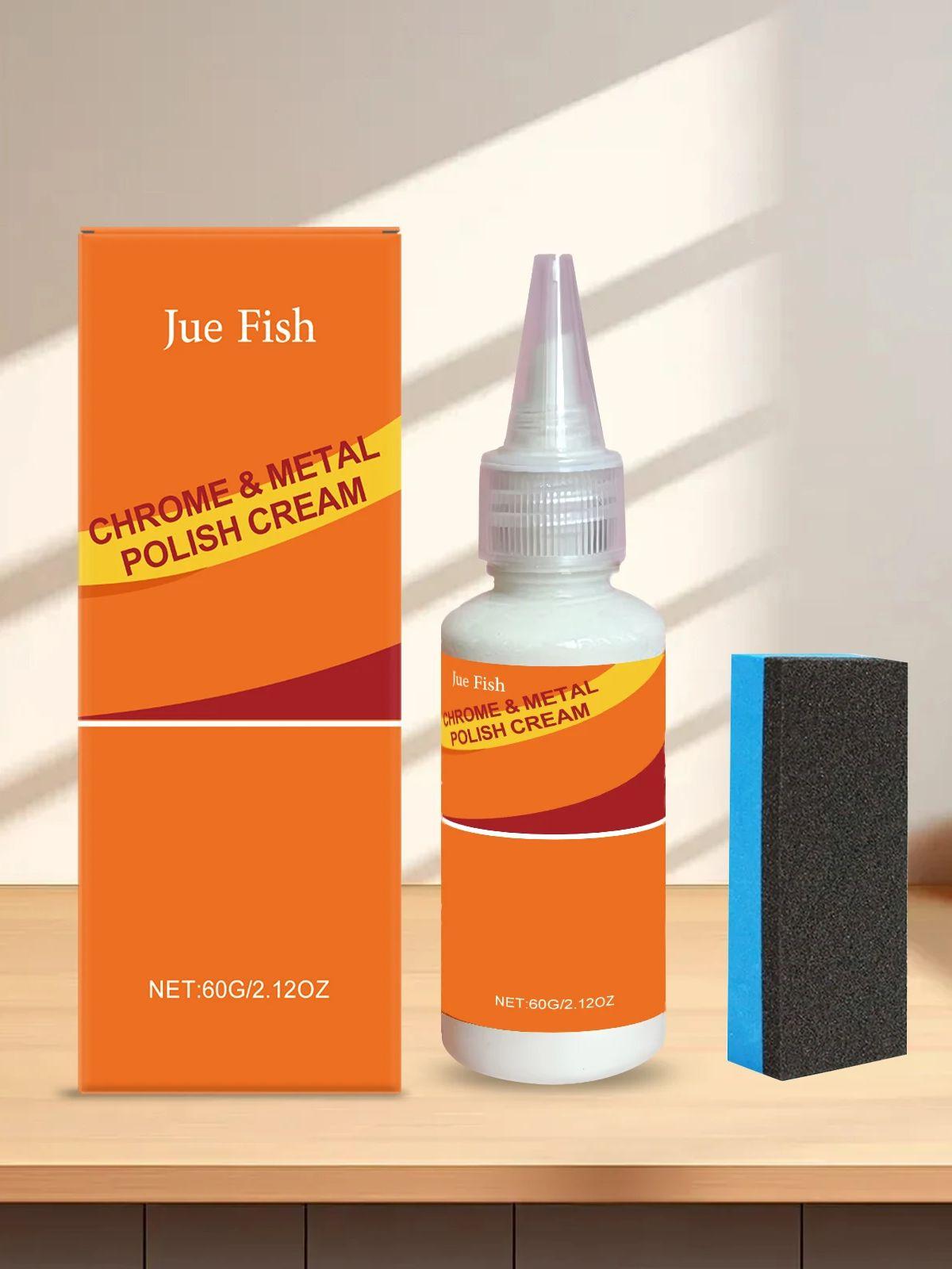 

JUE FISH Chrome Metal Polish Cream Set Quick Polishing Restore Gloss Prevent Oxidation Rust Stain For Car Motorcycle Bumper 60g