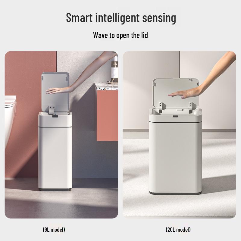 Large Capacity High-Legged Smart Sensor Trash Can with Lid for Kitchen, Bathroom, and Office