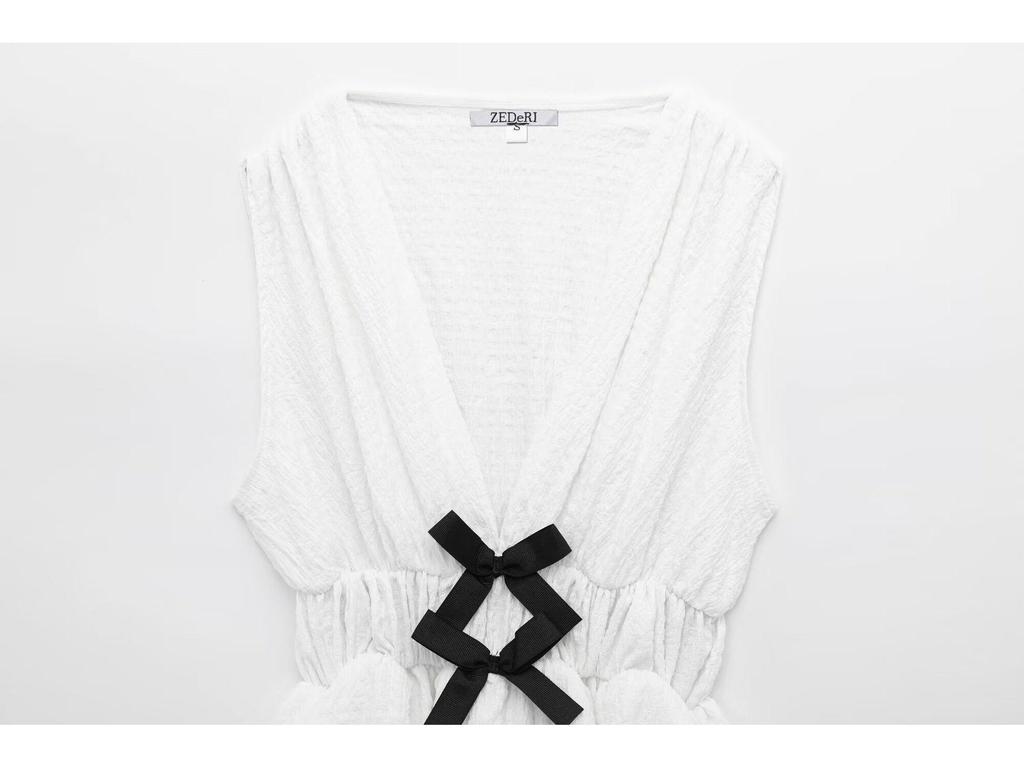 Spring 2025 European & American Backless Bow Vest - French Design