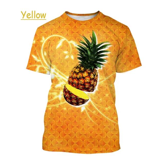 Pineapple Short Sleeved Funny Summer Round Neck Comfortable Fashionable Oversized Breathable Casual Men's Women's T-shirt