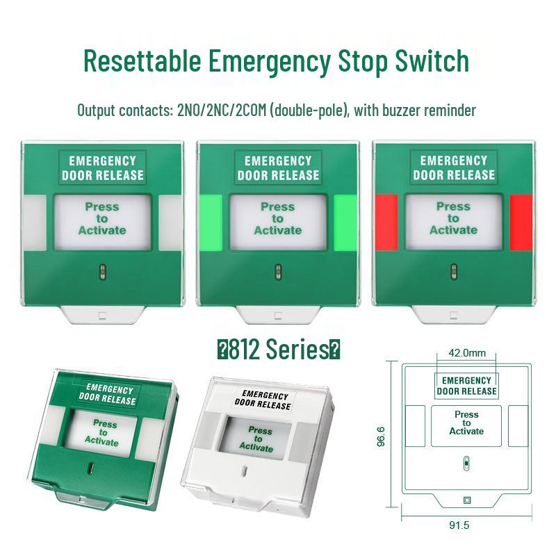 Emergency Exit Door Release Button - 86 Type Alarm, Break Glass To Open