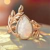 Cute White Fire Opal Stone Water Drop Rings For Women Gold Color Engagement Wedding