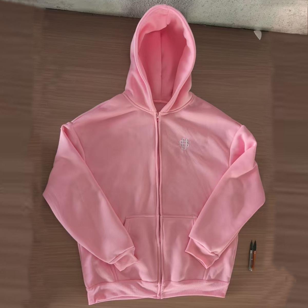 

DRIPX Fashion Embroidery Harajuku Y2K Zipper Hoodie Street Y2K New Punk Sportswear Unisex Casual Hoodie S розовый