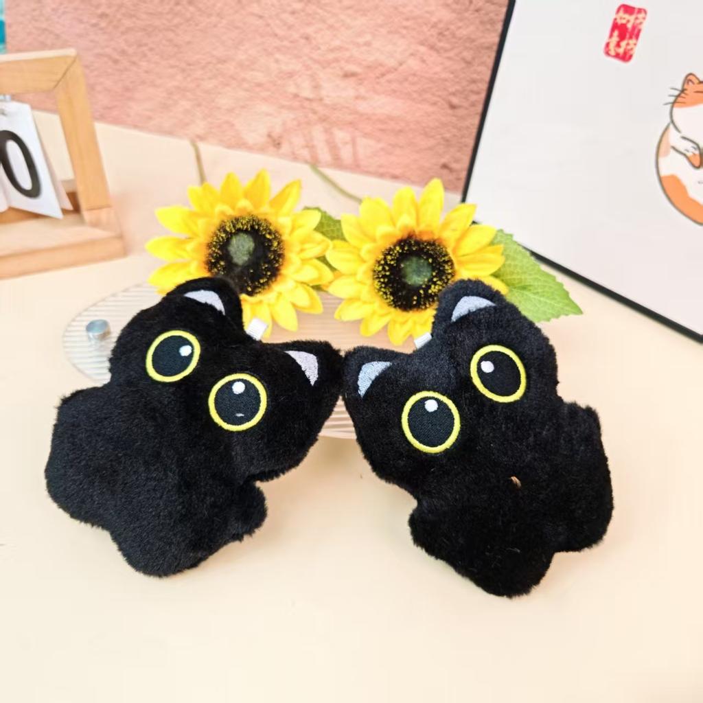 Czarny Kot Lalka Breloczek Wisiorek Urocza Kreskówkowa Lalka Dekoracja do Zawieszenia na Plecak Pluszowy Wisiorek Prezent