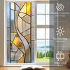 Geometric Window Privacy Film Stained Glass Style Privacy Protection Film Frosted Static Cling Waterproof Privacy Film for Bathroom Bedroom Kitchen