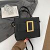 Retro small square bag women's  new fashion portable messenger bag winter solid color texture shoulder bag