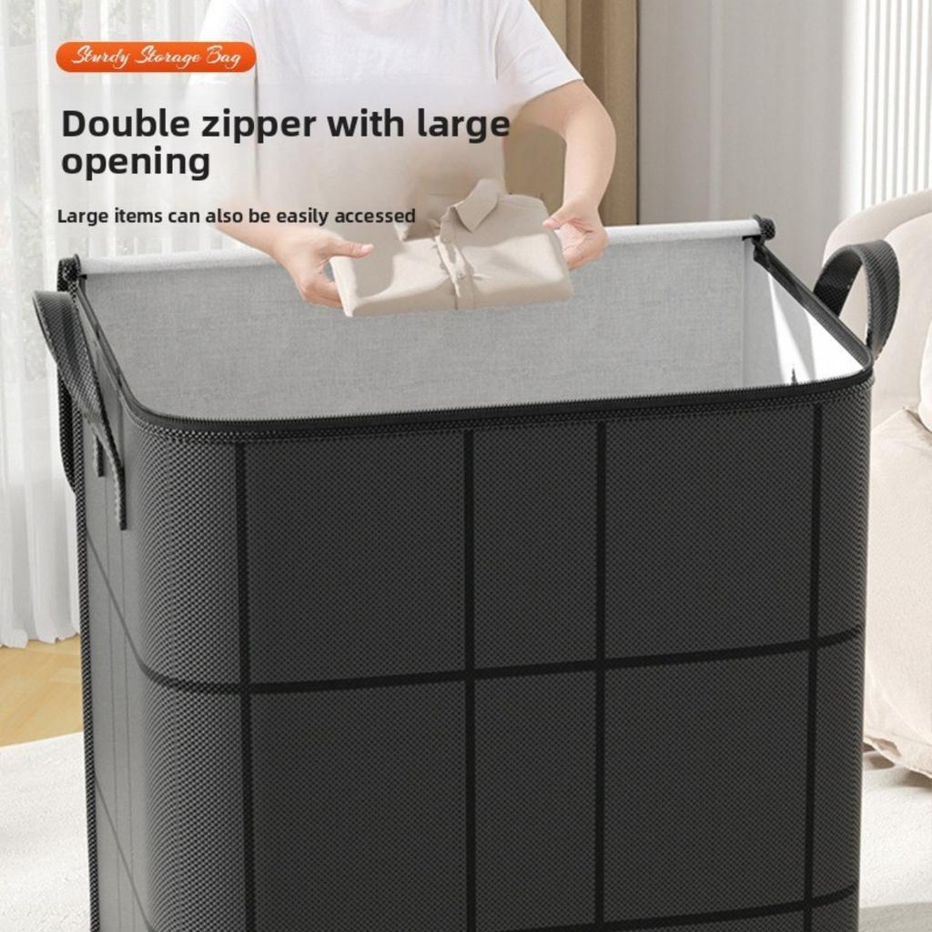 Quilt Storage Bag for Clothes and Bedding, Cotton Quilt Organizing Bag, Black Woven Bag, Capacity for Moving, Packing, Thickening, Extra Large