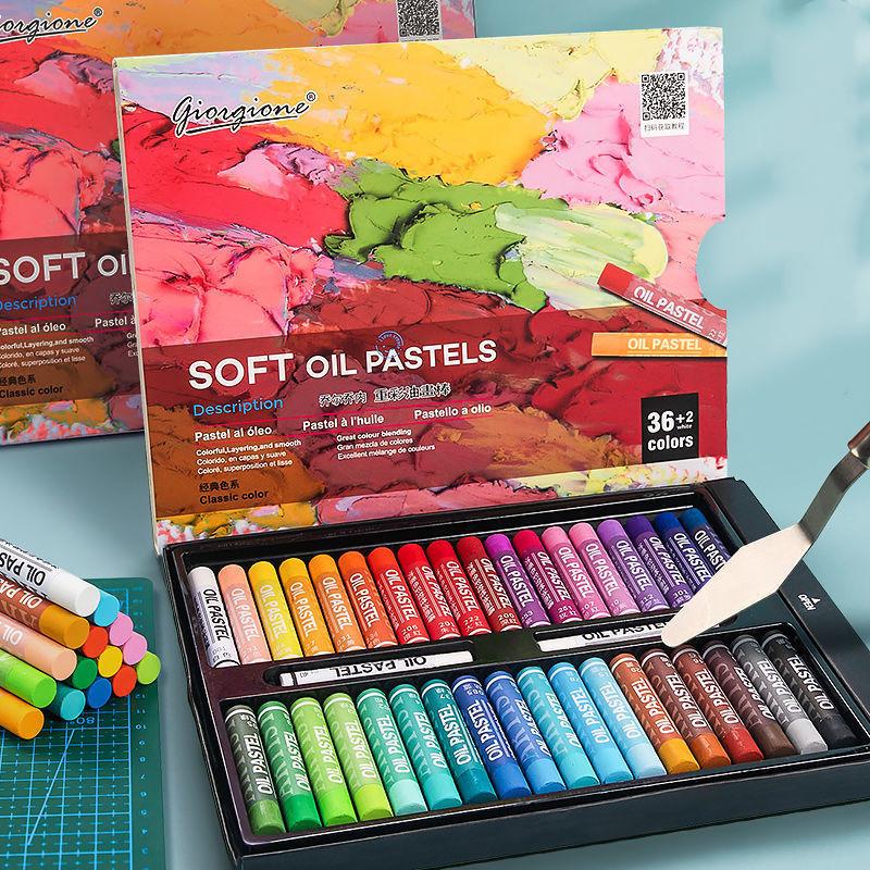 Giorgione White Oil Pastel Set 36 Colors Ultra Soft Classic Heavy Color Kids Mess-Free Art Tools